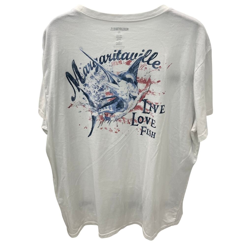 Margaritaville Men's 2XL White Live Love Fish Marlin Graphic T-Shirt